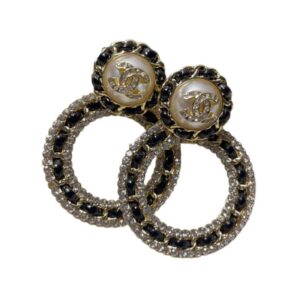 Chanel Double C Earrings Black For Women