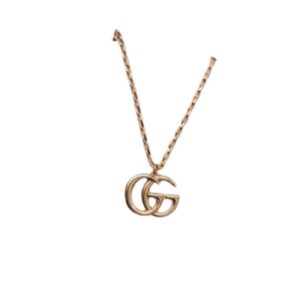 Gucci Douple G Frame Pendant Necklace Gold Tone For Women