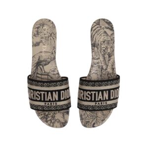 Dior Dway Slide Beige and Black Cotton For Women KCQ209VOY_S37U – 39 EU – 8 US – 24.9 Cm – 9.8 In