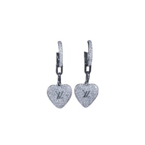 Louis Vuitton Engraving LV Signature Twinkle Earrings Silver Tone For Women
