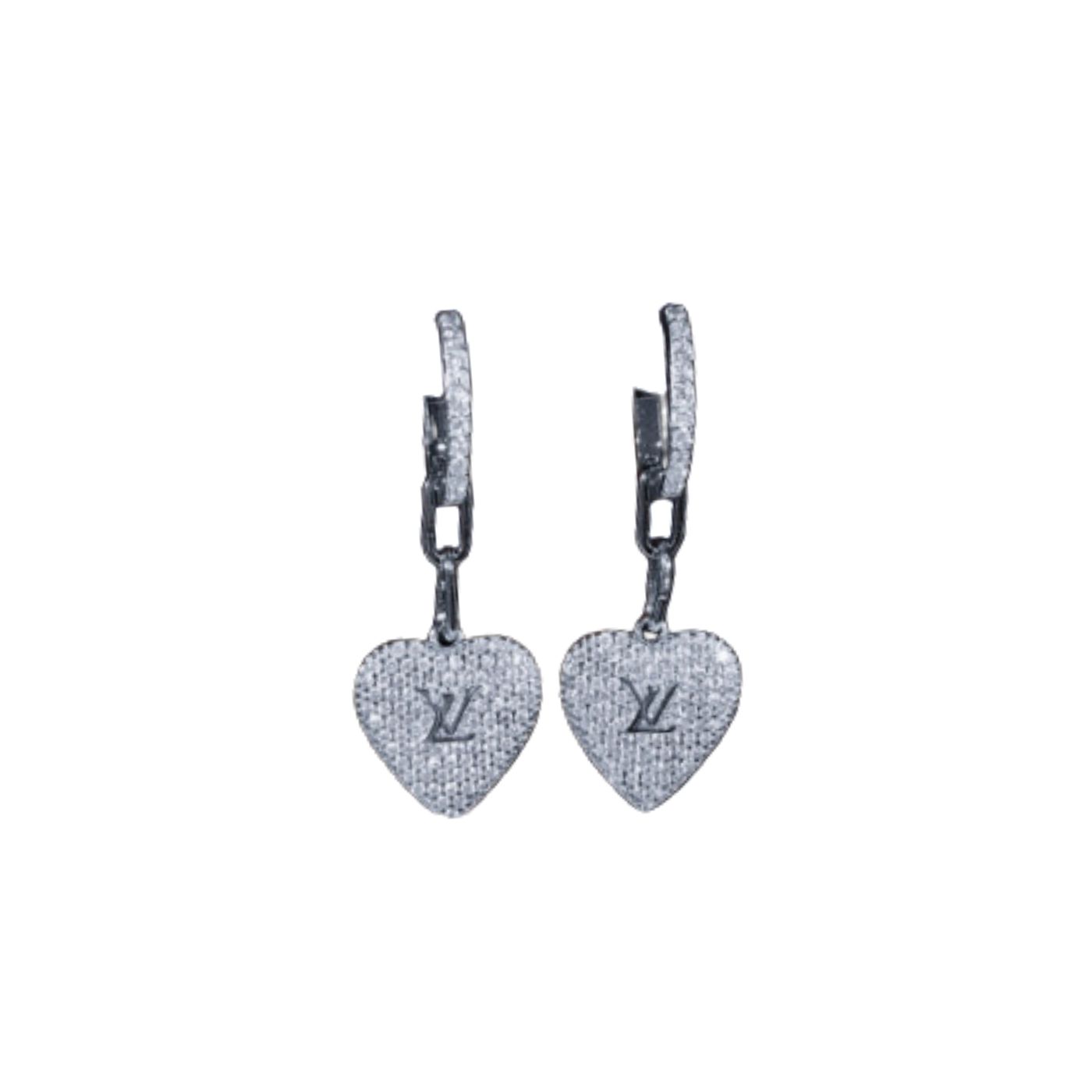 Louis Vuitton Engraving LV Signature Twinkle Earrings Silver Tone For Women