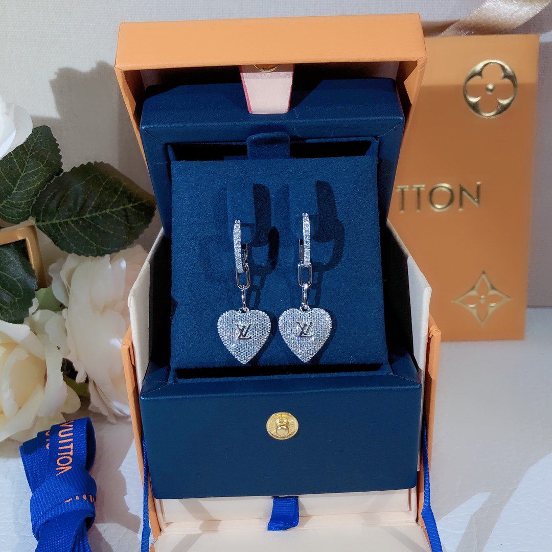 Louis Vuitton Engraving LV Signature Twinkle Earrings Silver Tone For Women - Image 6