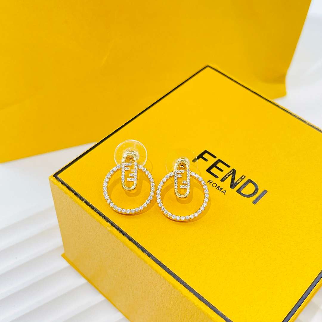 Fendi Half Small Earrings Gold For Women - Image 9