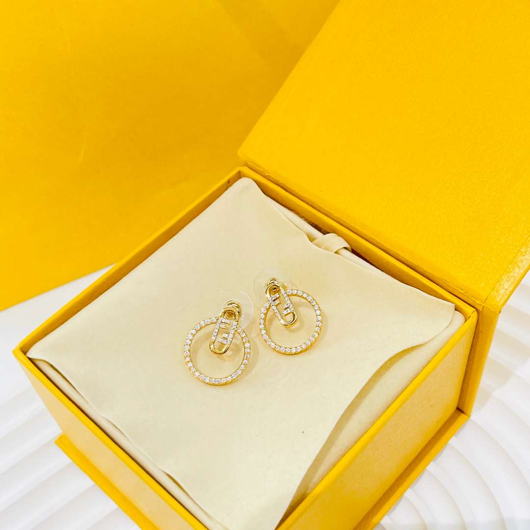 Fendi Half Small Earrings Gold For Women - Image 8