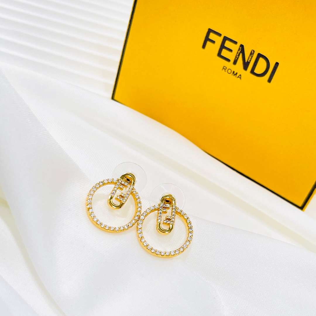 Fendi Half Small Earrings Gold For Women - Image 7