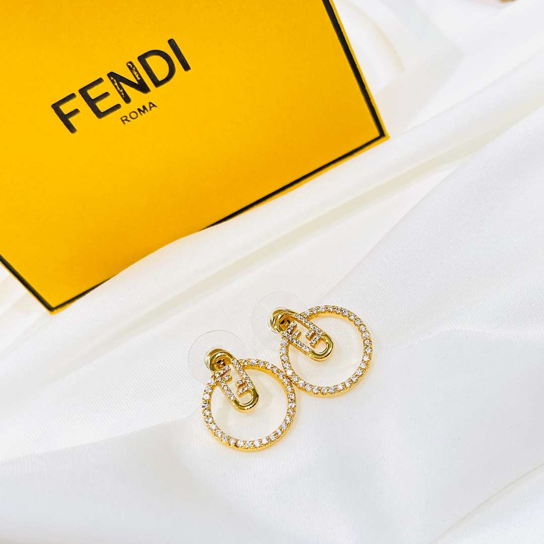 Fendi Half Small Earrings Gold For Women - Image 4