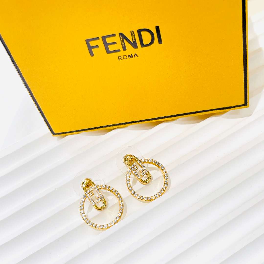 Fendi Half Small Earrings Gold For Women - Image 3