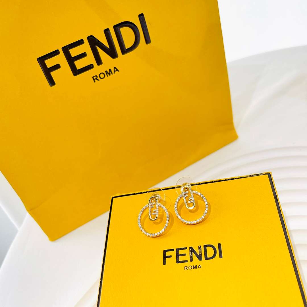 Fendi Half Small Earrings Gold For Women - Image 2