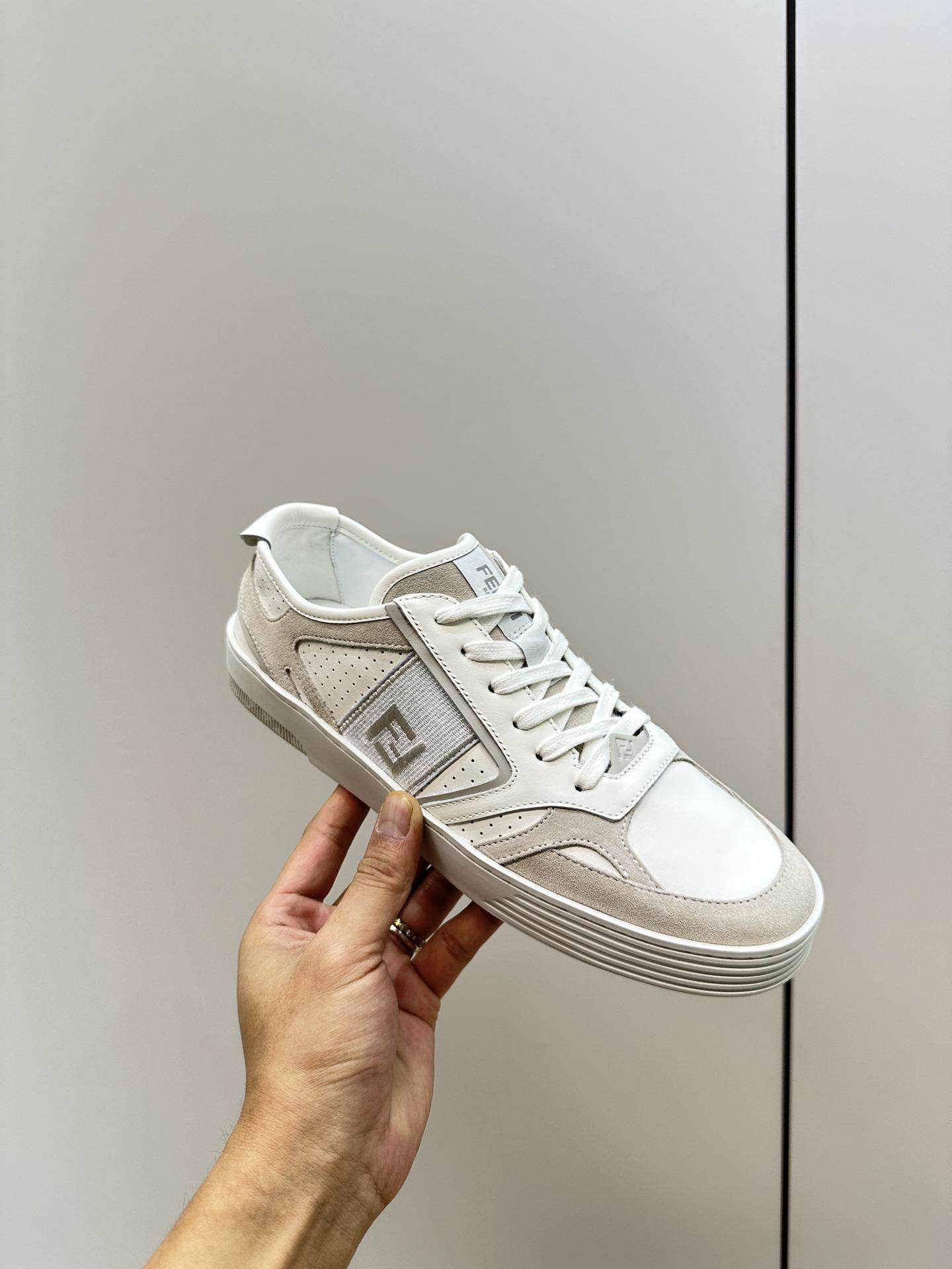 Fendi Lace-Up Sneakers Cream For Women - Image 7