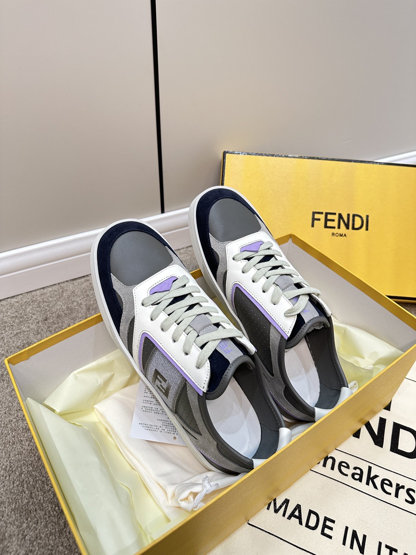 Fendi Lace-Up Sneakers Black For Women - Image 9