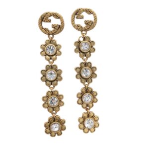 Gucci Flower Tassel Earrings Gold For Women