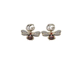 Gucci Interlocking And Bee Pearl Earrings Gold Tone For Women