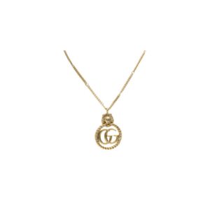 Gucci Lion Head Necklace Gold Tone For Women