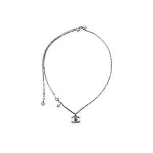 Chanel Logo Necklace Silver Tone For Women