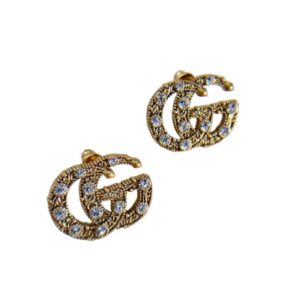 Gucci Logo Stud Earrings Gold For Women