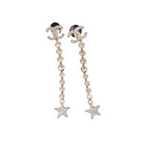Chanel Long Star Earrings Gold For Women