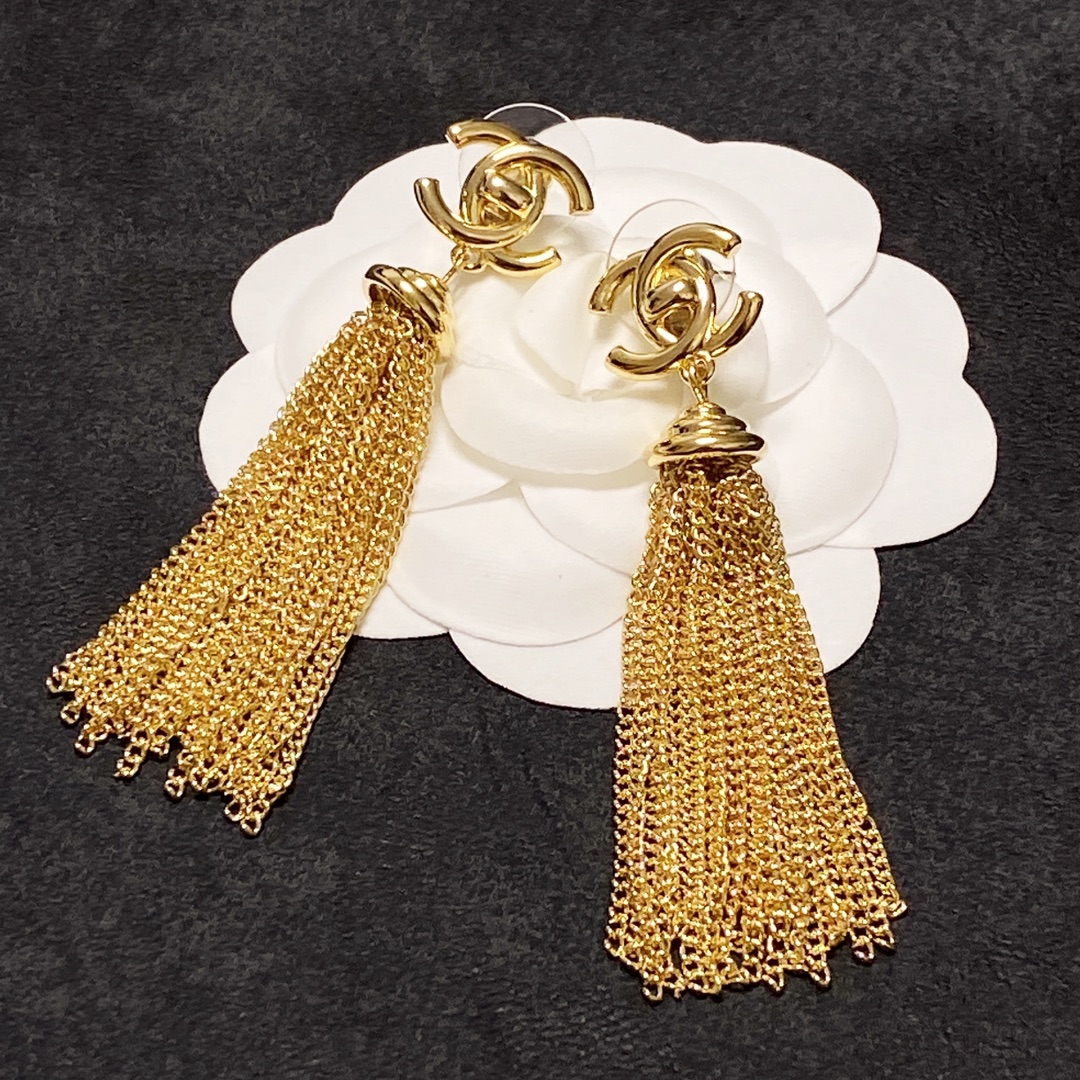 Chanel Long Tassel Earrings Gold For Women - Image 2