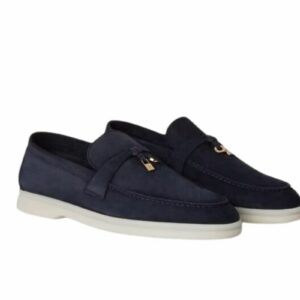 Loro Piana Summer Charms Walk Loafers Argo Blue Melange For Women – FAE5444 W948