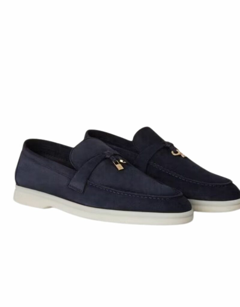 Loro Piana Summer Charms Walk Loafers Argo Blue Melange For Women – FAE5444 W948