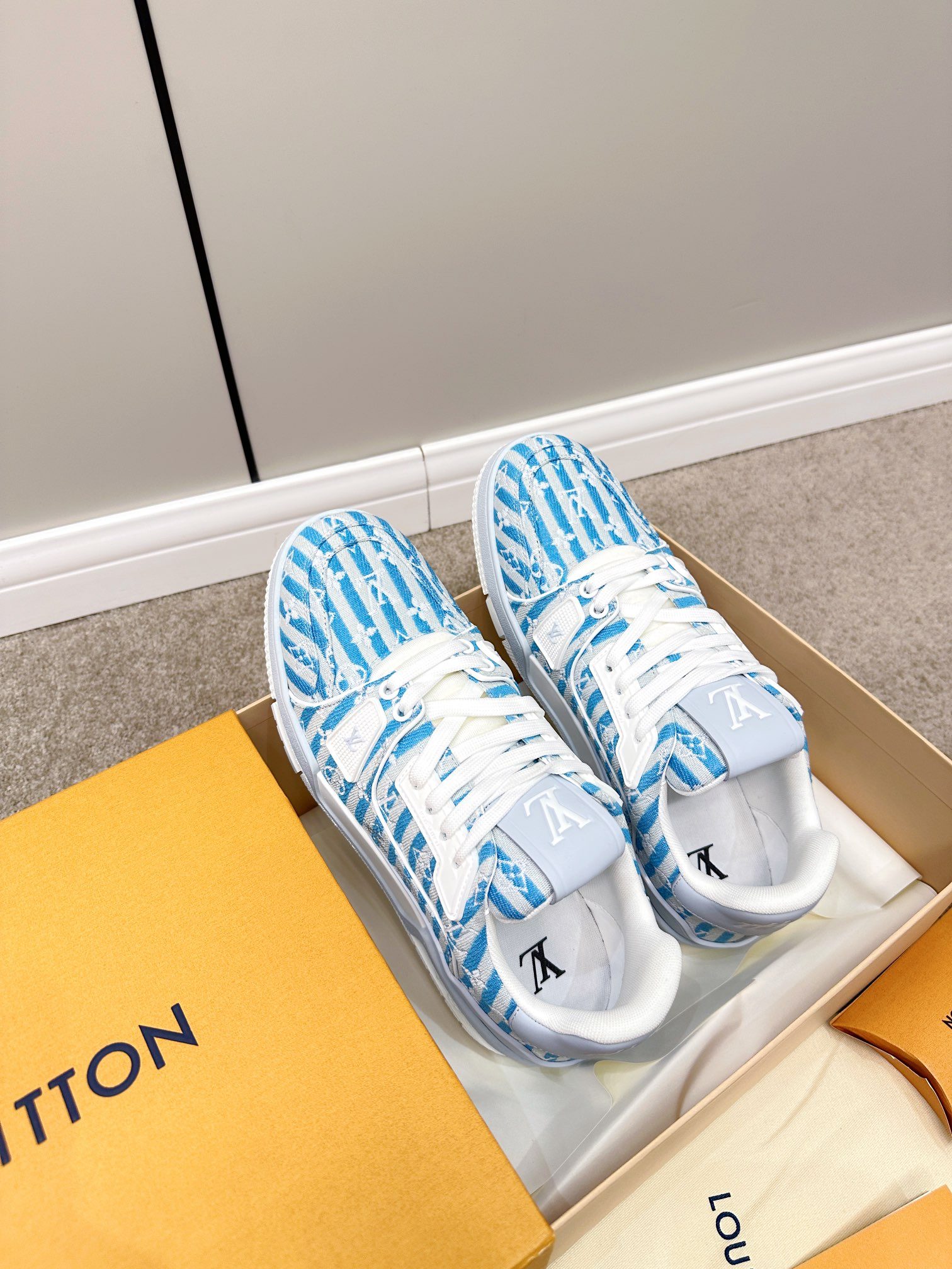 Louis Vuitton Retro Basketball Sneakers Blue For Women - Image 6