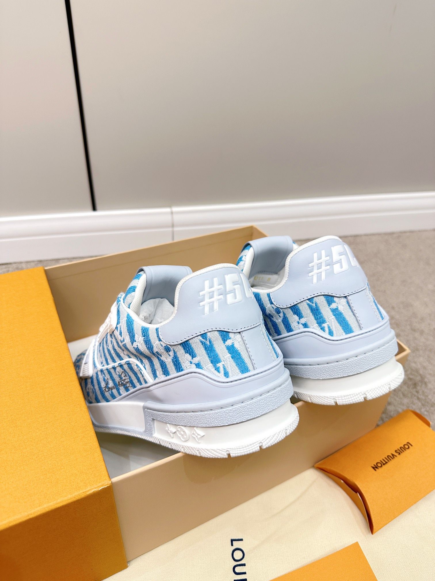 Louis Vuitton Retro Basketball Sneakers Blue For Women - Image 5