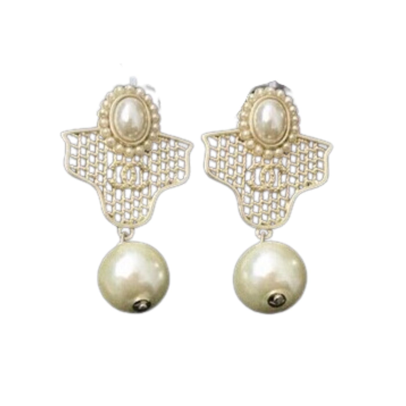 Chanel Mesh Earrings Gold For Women