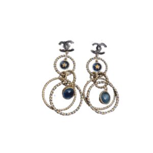 Chanel Multi Circles Earrings Gold Tone For Women
