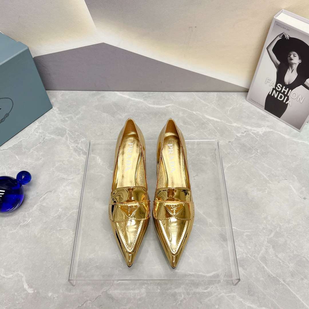 Prada Patent Pumps Gold For Women - Image 10