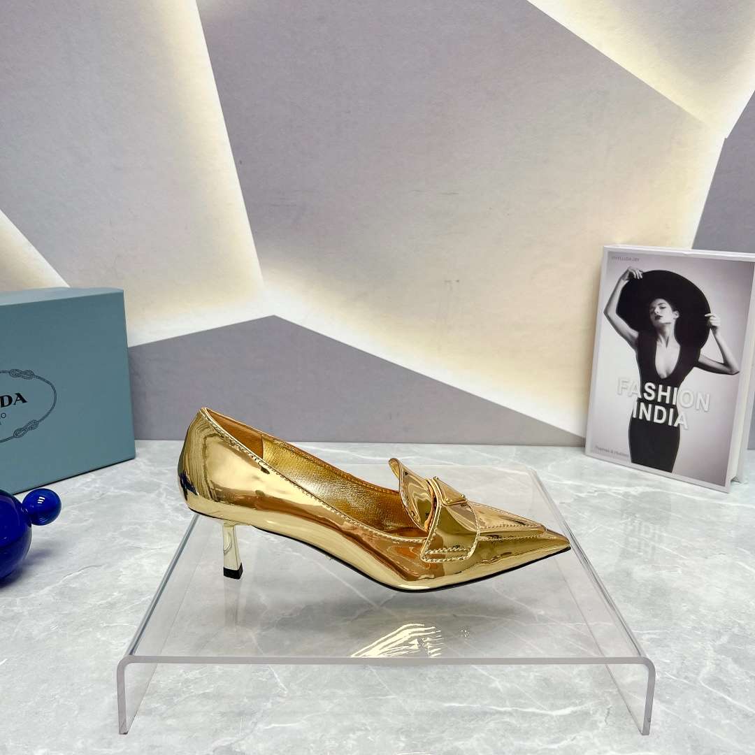 Prada Patent Pumps Gold For Women - Image 9