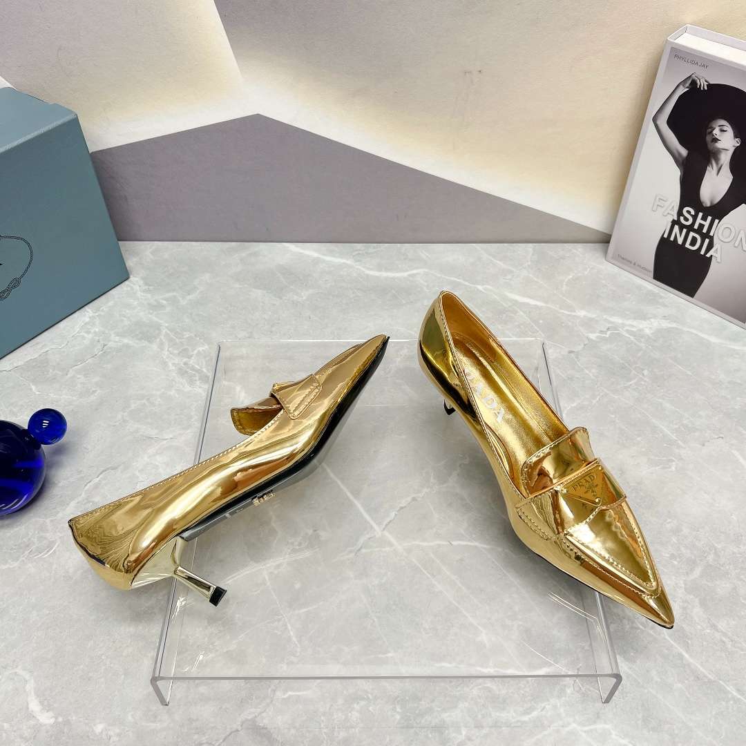 Prada Patent Pumps Gold For Women - Image 8