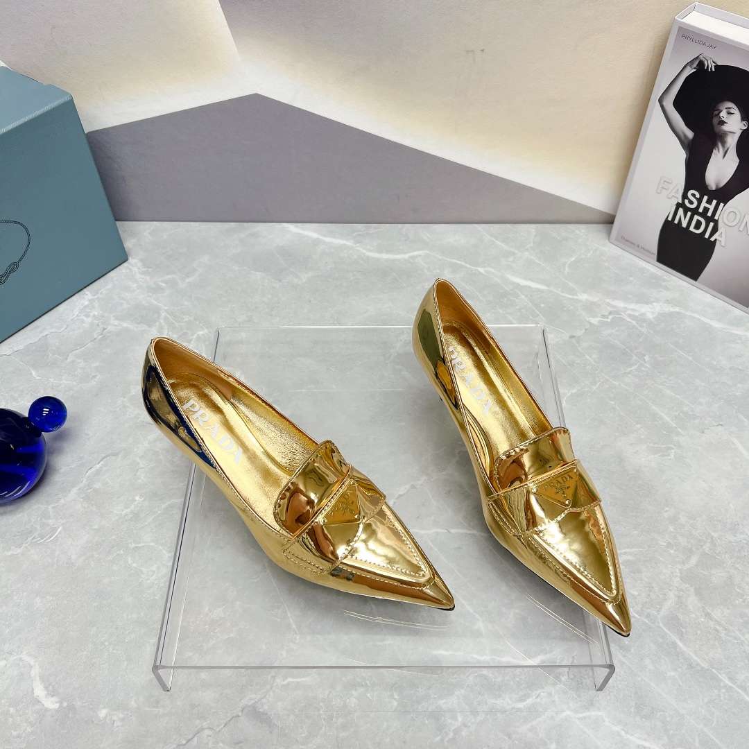 Prada Patent Pumps Gold For Women - Image 4