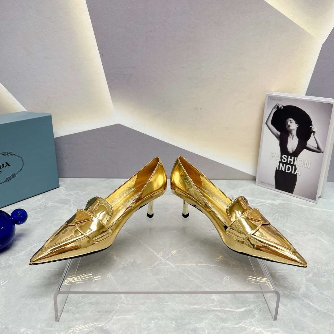 Prada Patent Pumps Gold For Women - Image 3