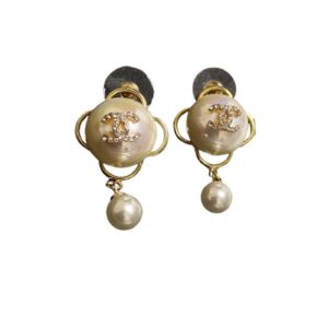 Chanel Pearl Studded Earrings White For Women