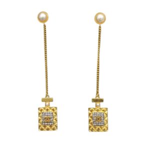 Chanel Perfume Bottle Heart Earrings Gold For Women