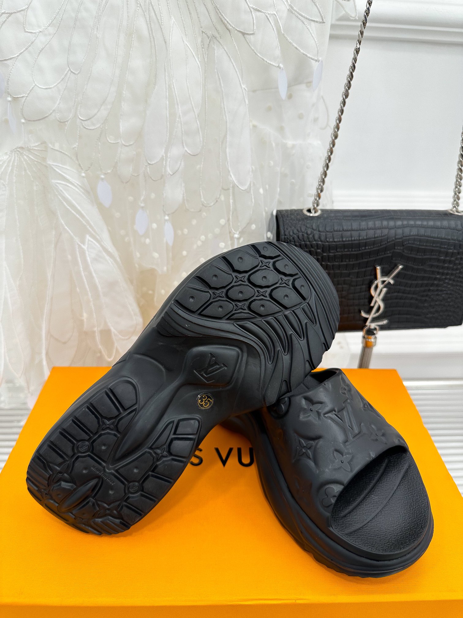 Louis Vuitton Pool 55 Flat Comfort Mule Black For Women 1AB3DD - Image 10
