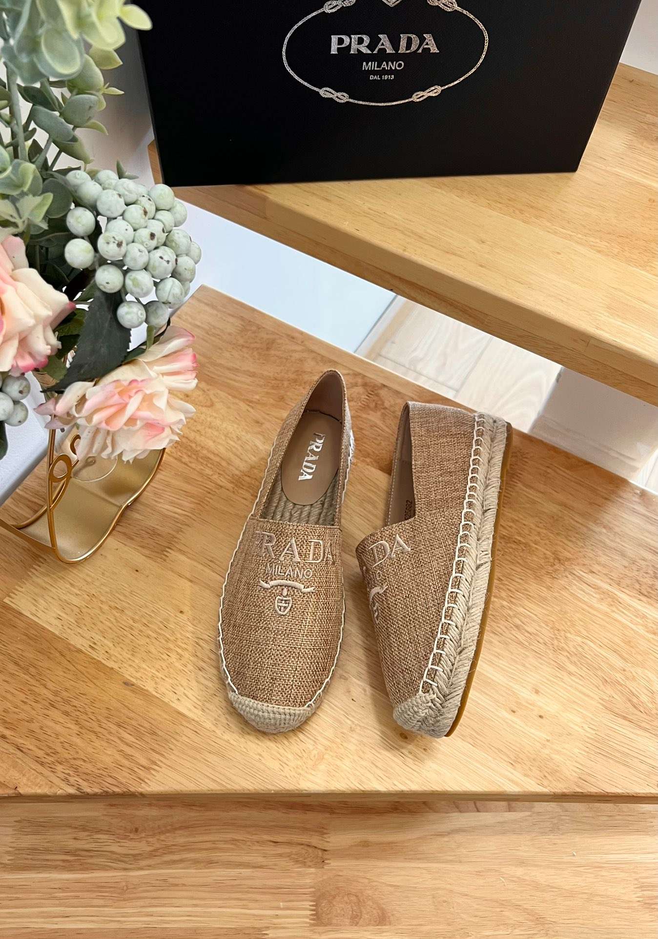 Prada Linen Espadrilles Brown For Women - Image 10