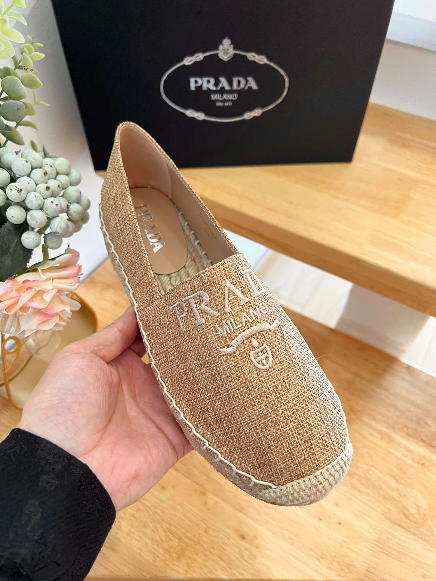 Prada Linen Espadrilles Brown For Women - Image 9