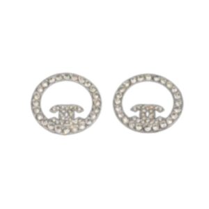 Chanel Round Stud Earrings Silver For Women