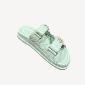 Chanel Sandals With Chanel Logo Jade Green For Women