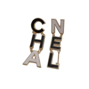 Chanel Six Letter Earrings Black For Women