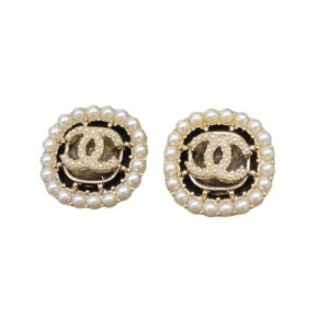 Chanel Slim Rice Grain Round Earrings Gold For Women