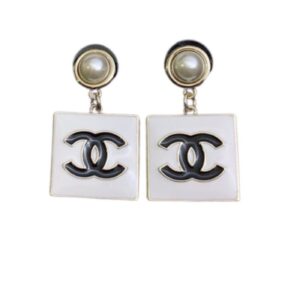 Chanel Square Earrings White For Women