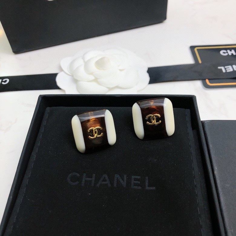 Chanel Stud Earrings Black For Women - Image 7