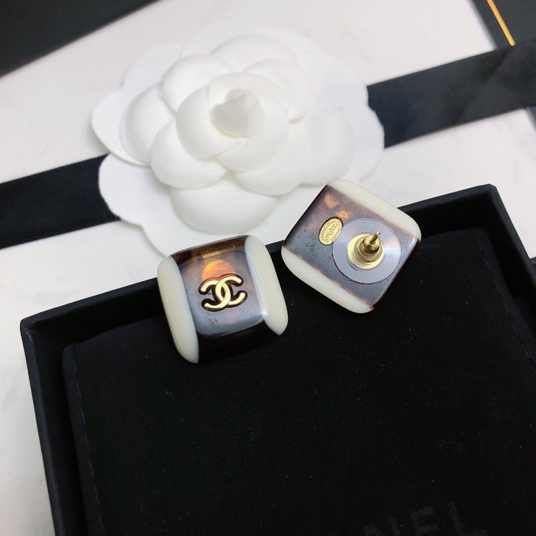 Chanel Stud Earrings Black For Women - Image 8