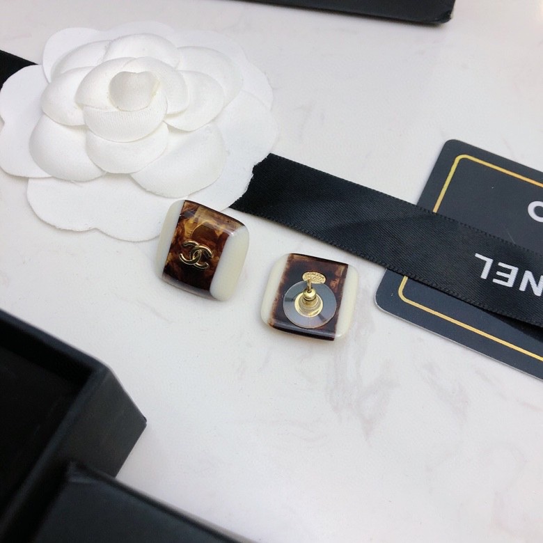 Chanel Stud Earrings Black For Women - Image 9