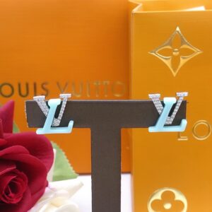 Louis Vuitton Studded Diamond Earrings Silver For Women