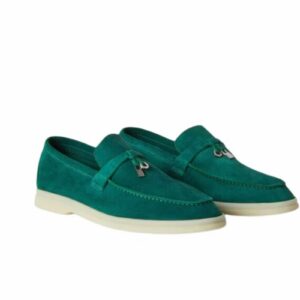 Loro Piana Summer Charms Walk Loafers Green For Women – FAE5444 50RT