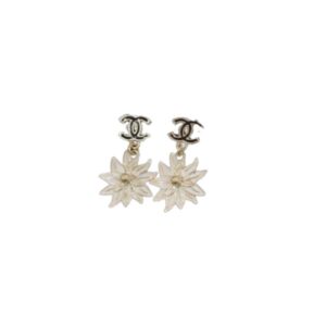 Chanel Sun Flower Earrings Gold Tone For Women