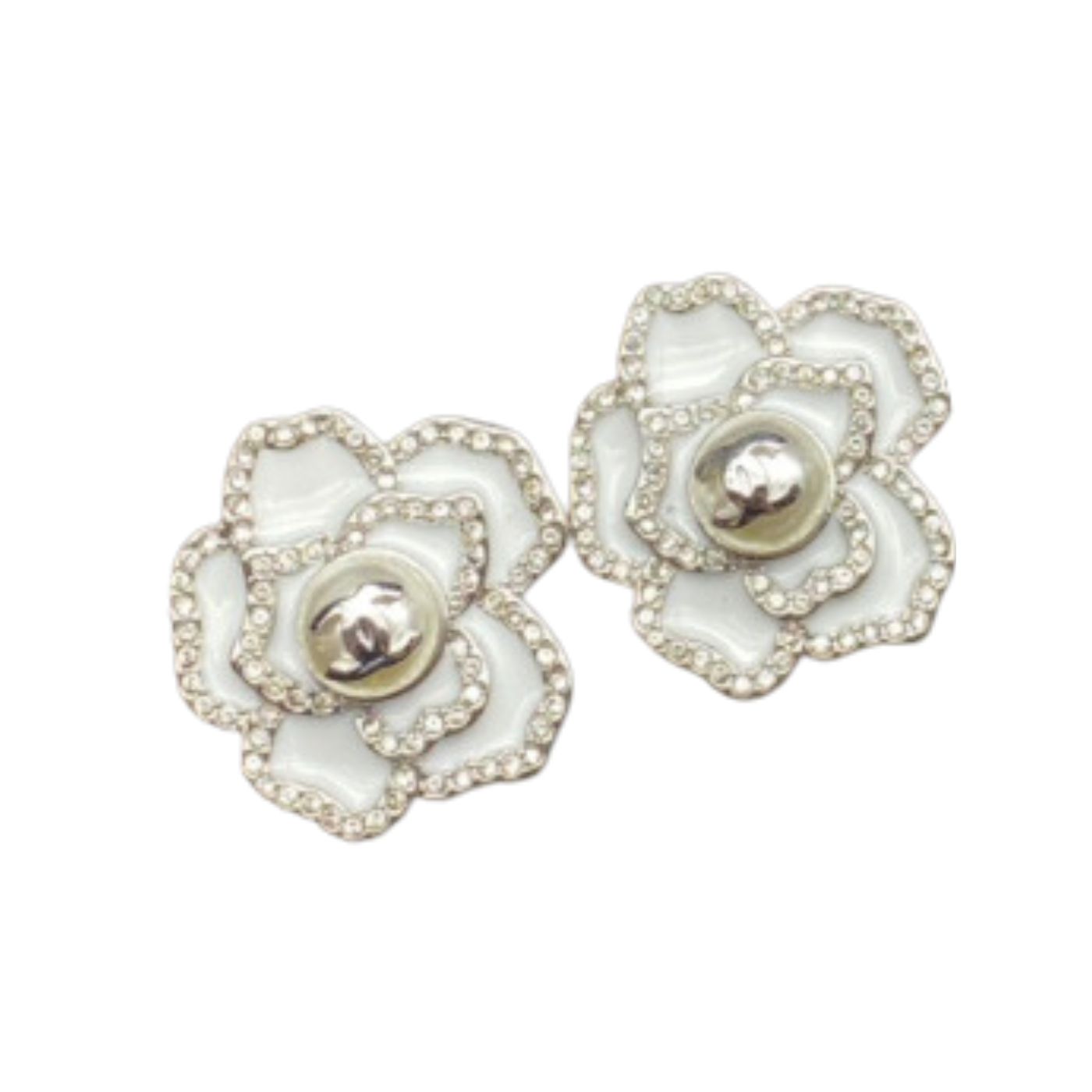 Chanel Sweet Lady Camellia Earrings White For Women