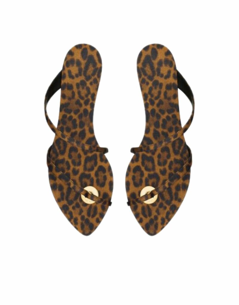 Saint Laurent Tanger Slides In Leopard Grosgrain Brown For Women 776130AAC9X2038